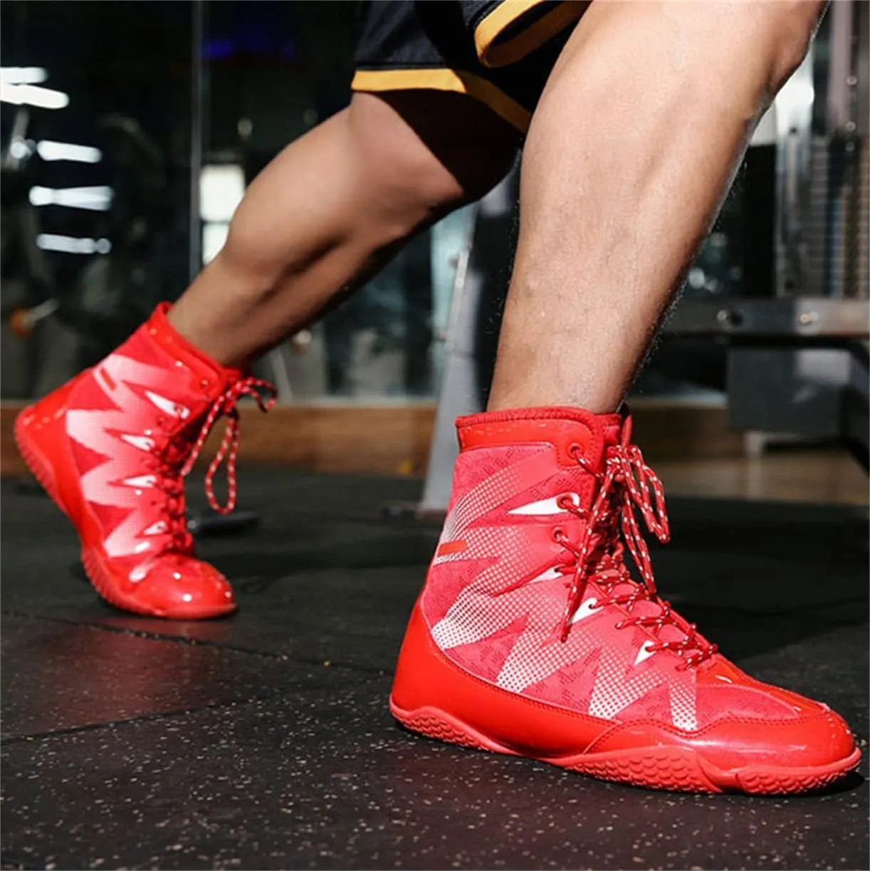 Men Womenboxing Shoes, Leather Squat Shoes Unisex Wrestling Shoes Comfortable Boxers Trainer Breathable Fighting Gym Shoes