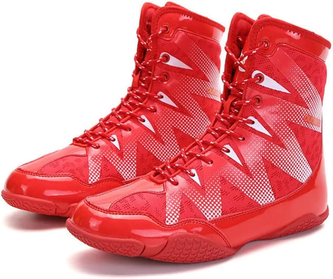 Men Womenboxing Shoes, Leather Squat Shoes Unisex Wrestling Shoes Comfortable Boxers Trainer Breathable Fighting Gym Shoes