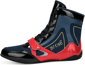 Mens Boxing Shoes Non Slip Wrestling Trainers Breathable Bodybuilding Gym Shoes High-Top Kickboxing Sport Fitness Sneakers