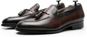 Men's Dress Shoes Slip-On Leather Formal Shoes Fashion Casual Tassel Slip on Driving Flats Dress Shoes-Brown||43