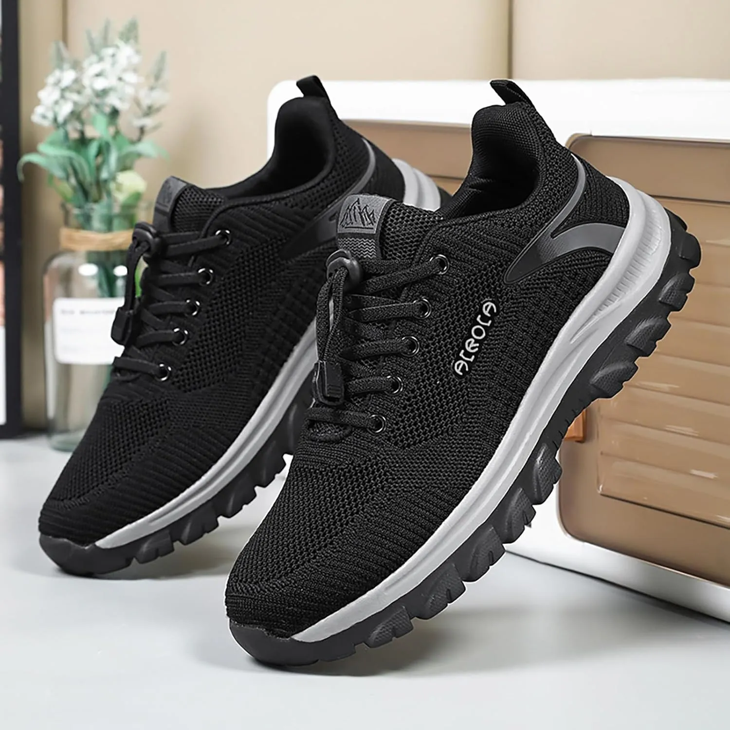 Mens Loafers & Slip-Ons Flying Weaving Sneakers Men New Korean Fashion Round Head Casual Shoes Thick Bottom
