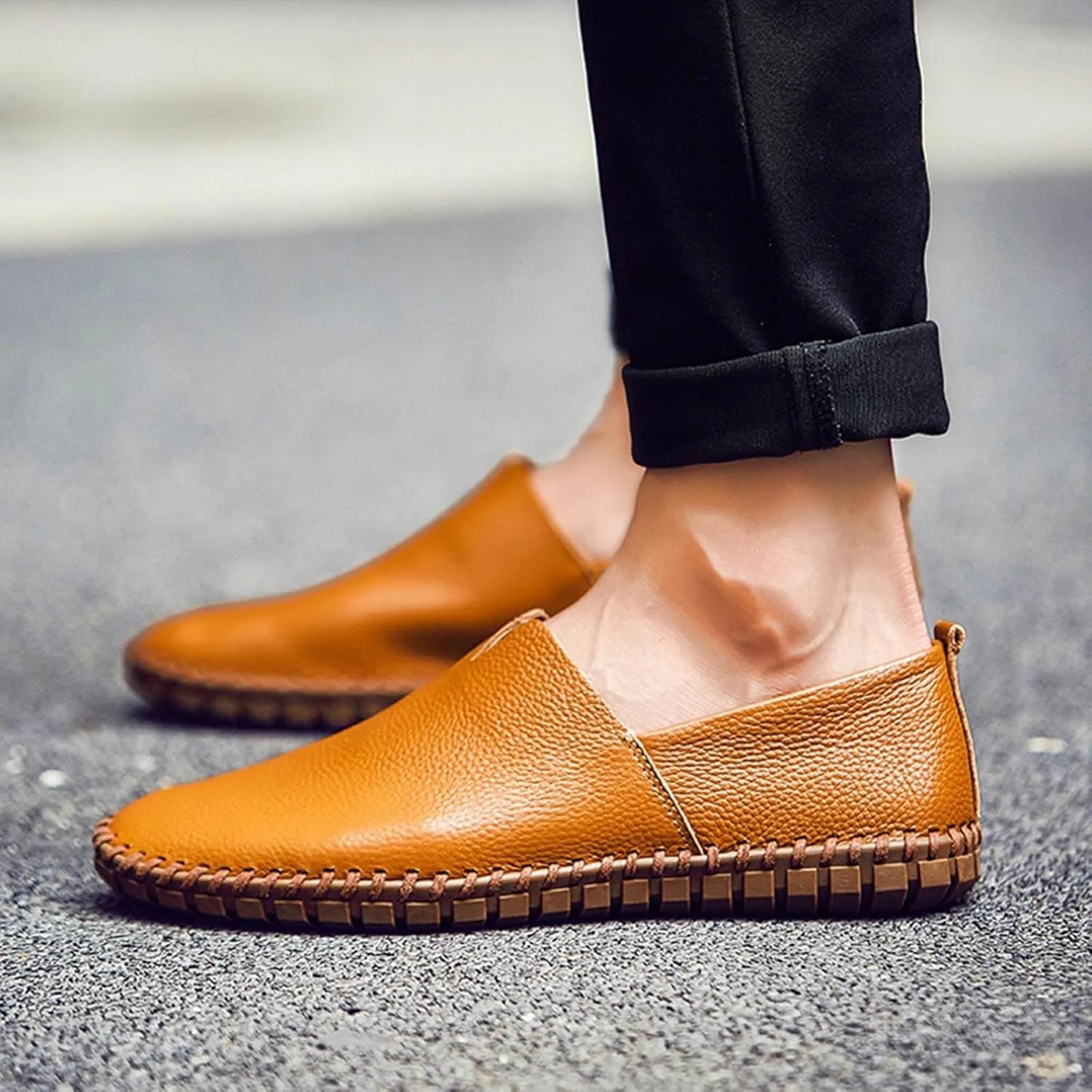 Mens Loafers & Slip-Ons Men's Slip On Loafers Fashion Breathable Flat Loafers Comfortable Slip Soft Sole Walking