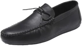 Men's PU Leather Loafers with Stitching Details, Round Toe, Comfortable Deck Shoes, Flat Heel, Slip-Resistant Slip-Ons for Fashion