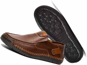 MSYINGL Men's Casual Leather Slip on Shoes,Breathable Comfortable Walking Shoes,Office Driving Shoes Slip-On Flats
