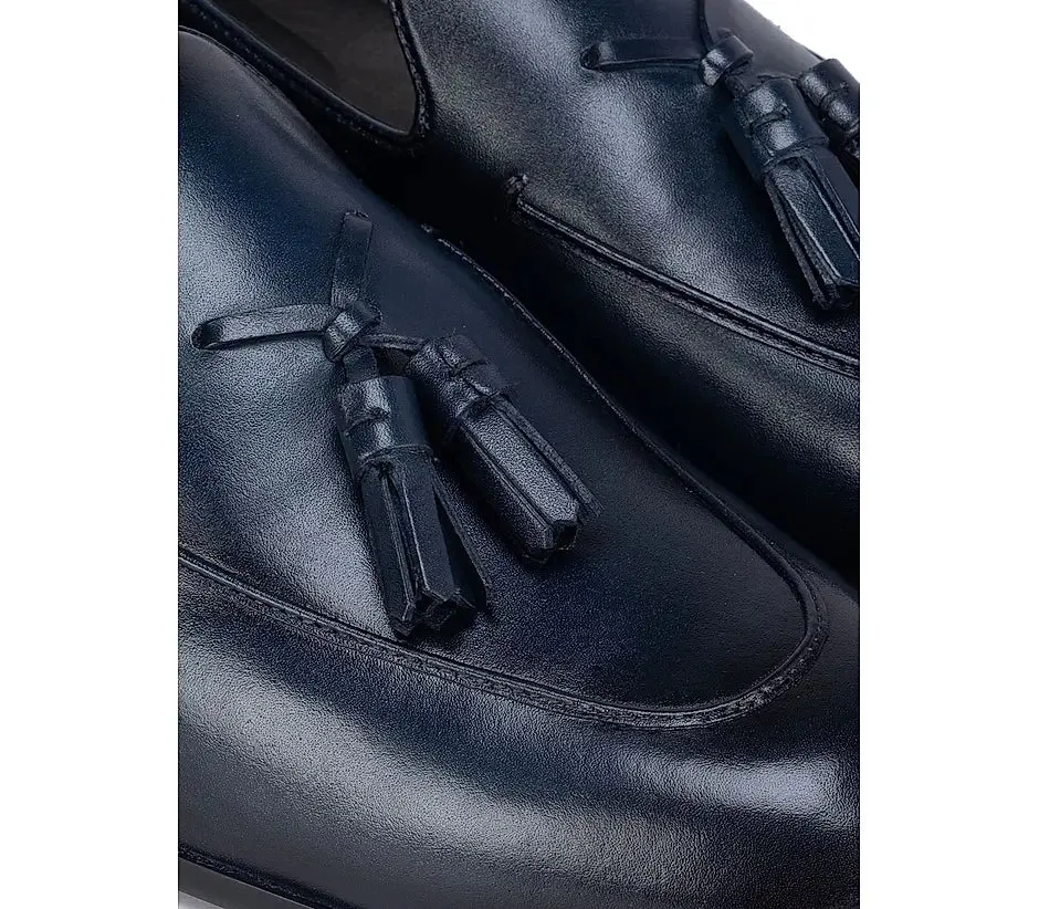 Navy Blue Loafers With Tassels