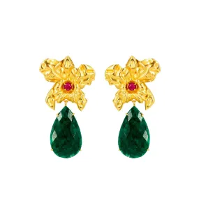 Orchid Earrings Emerald