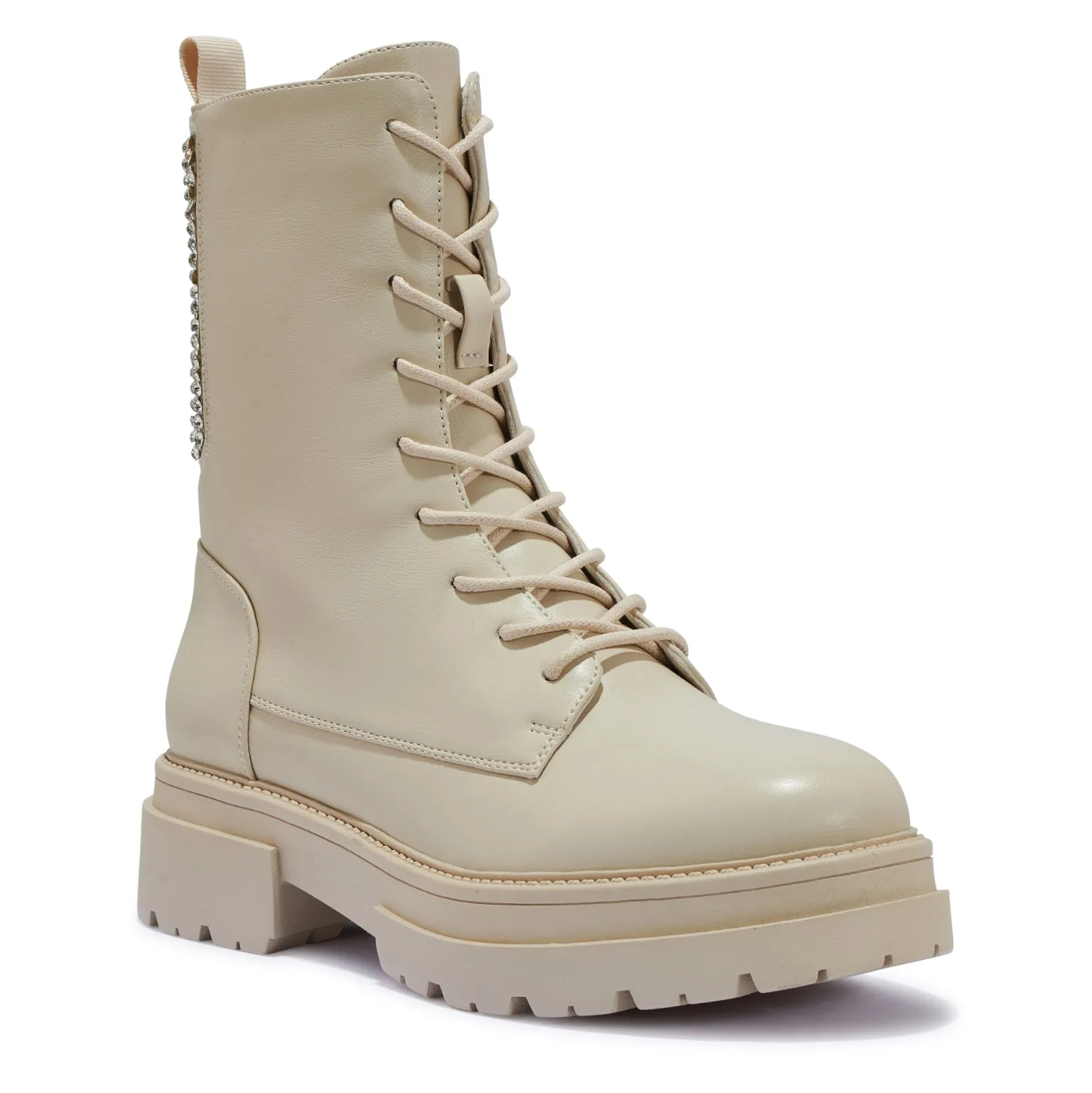 PERTH52 CHUNKY LACE UP BOOTS WITH DIAMONTE DETAIL