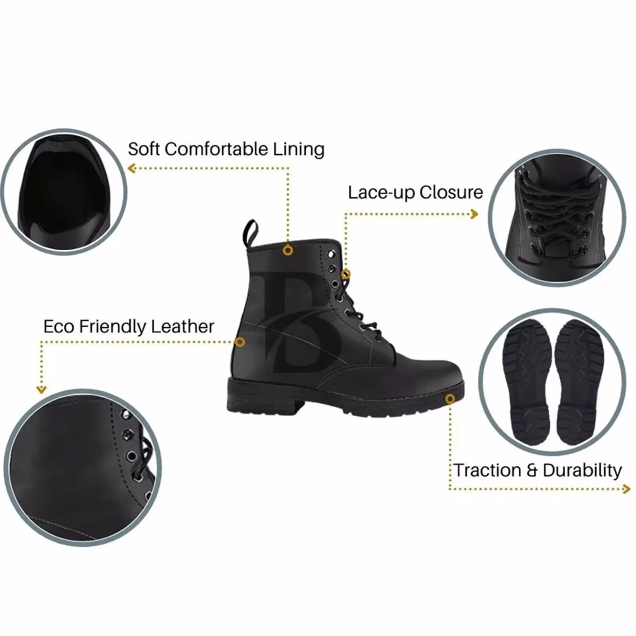 Sweet Honey Bee Women's Vegan Leather Combat Boots