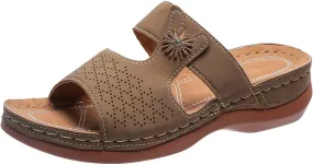 Women Summer Slippers Open Toe Wedge Sandals Casual Comfortable Platform Heeled Boho Beach Slide Shoes for Daily