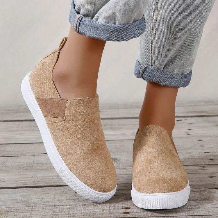 Women’s Canvas Leopard Loafers – Elastic Band Casual Shoes