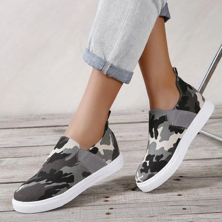 Women’s Canvas Leopard Loafers – Elastic Band Casual Shoes