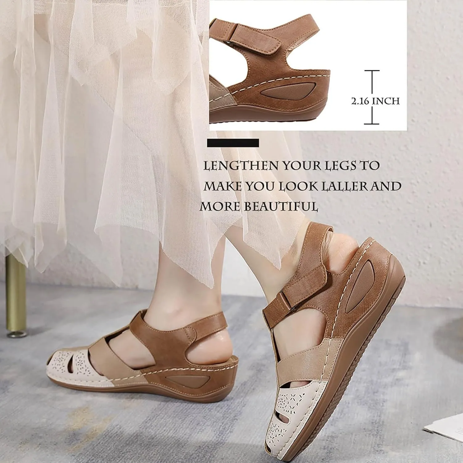 Women's Causal Closed Toe Wedges Sandals Summer Comfortable Ankle Strap Beach Dressy Sandal Water Ladies Slides