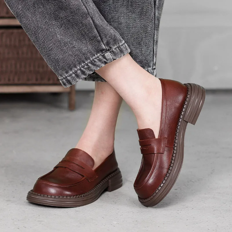 Women's Vintage Leather Handmade Flat Loafers