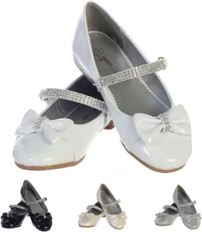 Zapatos blancos para nias Vestir Fiesta Size 5 White Dress Shoes for Girls First Communion Shoes Flower Girls' Flats Mary Jane Big Kids Little Dressy Wedding Easter Rhinestone